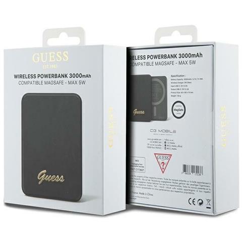 Guess Magsafe Metal Script Logo 5w 3000mah Power Bank Induzione - Nero - Foto 5