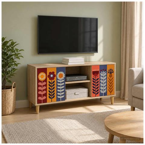 Mobile TV ESSEN 102 x 33 x 50 cm Sonoma Legno ingegnerizzato - Foto 2