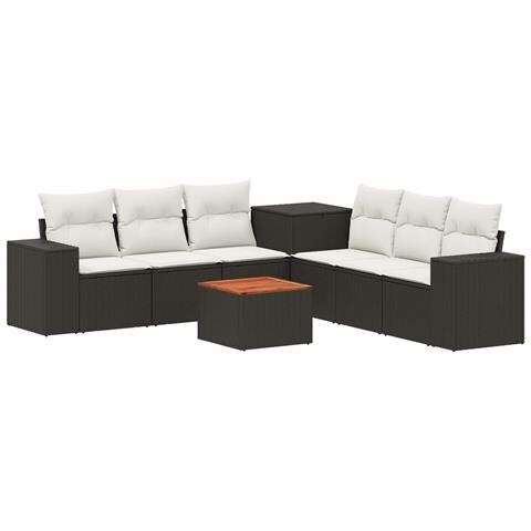 Set di divani 8 pz Nero e Bianco Crema - Foto 1
