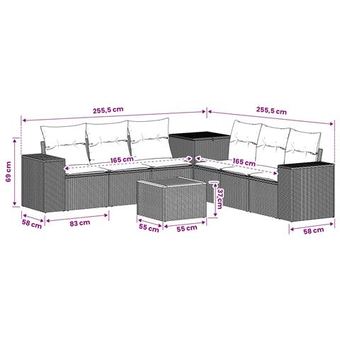 Set di divani 8 pz Nero e Bianco Crema - Foto 10
