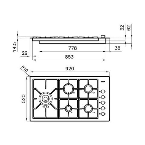 Piano Cottura 7257 032 a Gas 5 Fuochi Gas Colore Inox - Foto 2