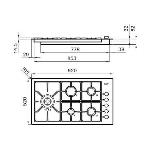 Piano Cottura 7257 032 a Gas 5 Fuochi Gas Colore Inox - Foto 7