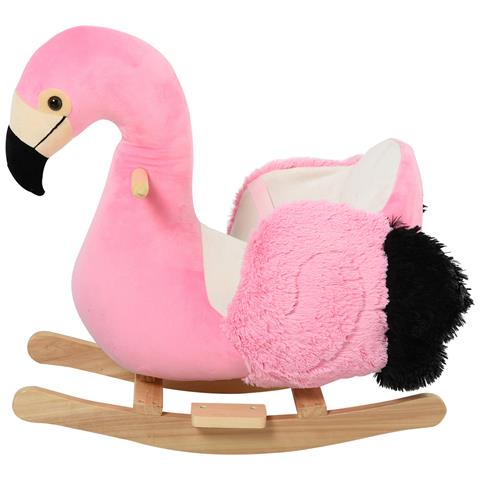 Fenicottero Dondolo In Legno E Peluche Rosa - Foto 1