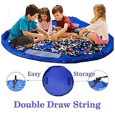 Giocattolo Del Sacchetto Di Immagazzinaggio I Bambini Giocano Mat 60 Pollici (150 Cm) Pieghevole Bambino Bambini Tappeto Portatile Giocattolo Del Bambino Organizzatore (blu) - Foto 1