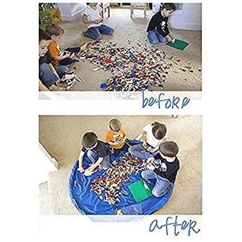 Giocattolo Del Sacchetto Di Immagazzinaggio I Bambini Giocano Mat 60 Pollici (150 Cm) Pieghevole Bambino Bambini Tappeto Portatile Giocattolo Del Bambino Organizzatore (blu) - Foto 4