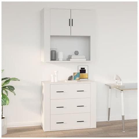 Mobile A Parete Bianco 80x33x80 Cm In Legno Multistrato - Foto 6