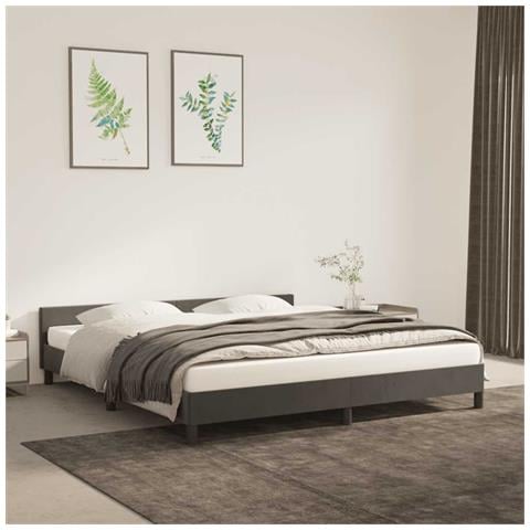 Giroletto senza Materasso Grigio Scuro 180x200 cm Velluto - Foto 2