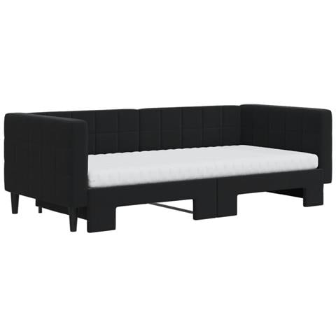Divano Letto Estraibile Con Materassi Nero 90x190 Cm Velluto - Foto 2