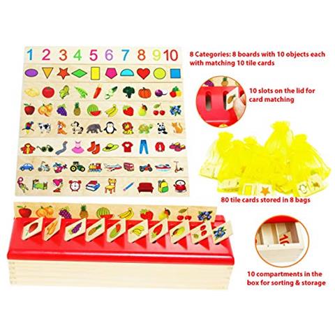 Towo Giochi Di Smistamento In Legno Per Bambini - Scatola Di Smistamento Per Categoria Oggetti Gioco Di Abbinamento Immagini Puzzle Per Bambini Di 1 Anno - Materiale Montessori Giocattolo Educativo Per L'apprendimento Precoce - Regalo Per Il Primo Comple - Foto 2