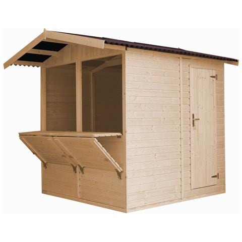 Chiosco Commerciale In Legno Naturale A Pannelli H232x253x263 Cm / 4 M2- Stand Di Vendita Con Pavimento M149 - Foto 1