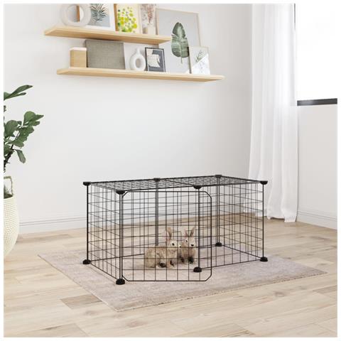 Gabbia Per Animali 8 Pannelli Con Porta Nero 35x35 Cm Acciaio - Foto 2