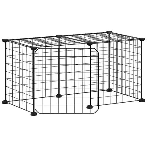 Gabbia Per Animali 8 Pannelli Con Porta Nero 35x35 Cm Acciaio - Foto 1