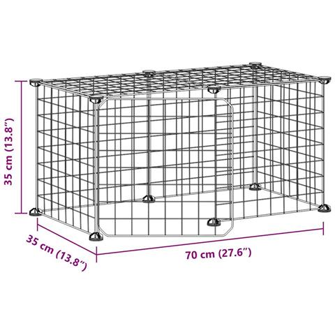 Gabbia Per Animali 8 Pannelli Con Porta Nero 35x35 Cm Acciaio - Foto 4