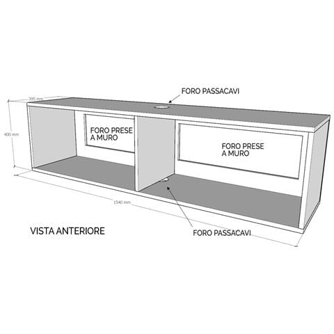 Base Tv Ribalta Con Passa Cavi L.153,6 H.40 P.39,2 Con Piedini Noce - Foto 2