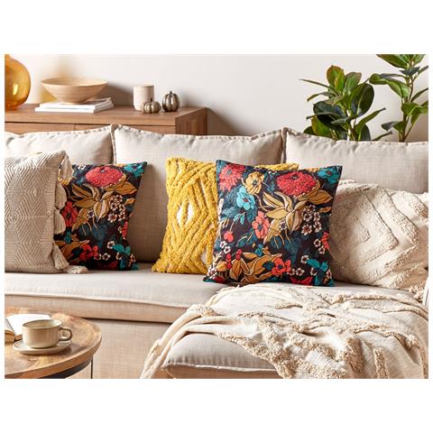 Cuscino Decorativo Protea Velluto 45 X 45 Cm Floreale Multicolore - Foto 1