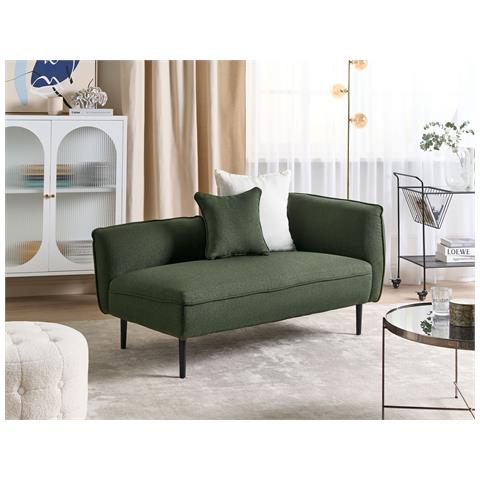 Chaise Longue Versione Destra Chevannes Bouclé Verde Scuro - Foto 1