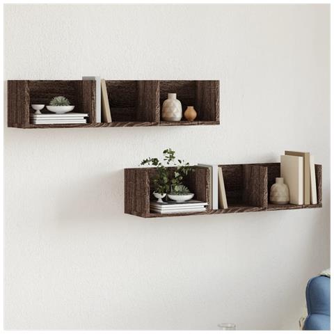 Mobili Parete 2pz Rovere Marrone 75x18x16,5cm Legno Multistrato - Foto 1
