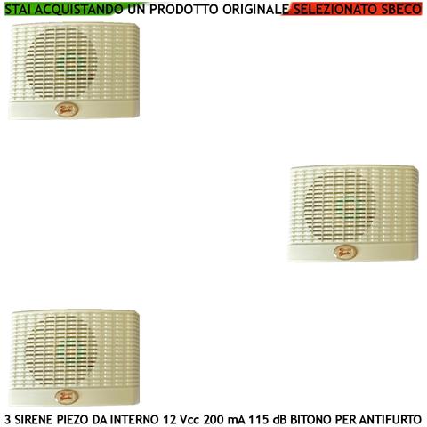Sirena Trasduttore Piezoelettrico 3 Pezzi Per Antifurto Fissaggio A Parete Melodia Bitonale Da 1500/4000 Hz 115 Db Ali - Foto 1