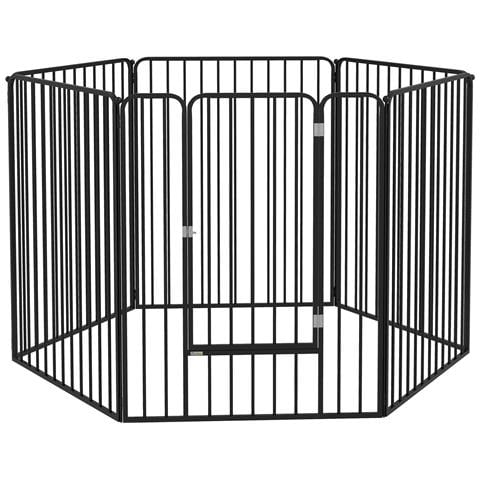 Recinto Per Cani Grandi A 6 Pannelli Modulabili In Acciaio, 164x83x100 Cm, Nero - Foto 1