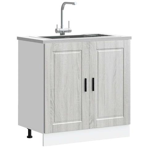 Mobile Base Lavello Porto Grigio Sonoma 80x46x81,5cm Truciolato - Foto 1