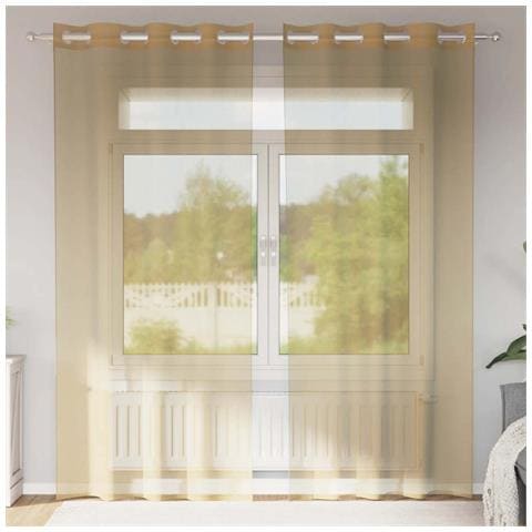 Tende In Voile Con Occhielli 2 Pz Sabbia - Foto 1