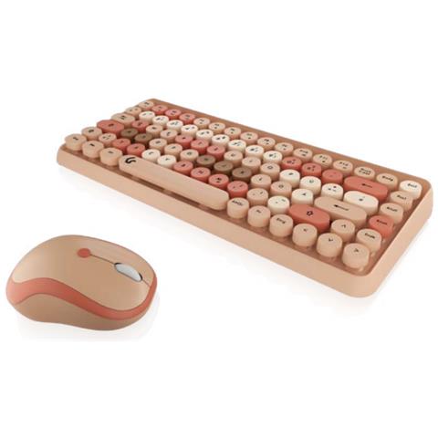Tastiera e Mouse Wireless KSKM-5200M-RF(DE)  (Layout Tedesco) Colore Beige. Marrone. Rosa - Foto 1