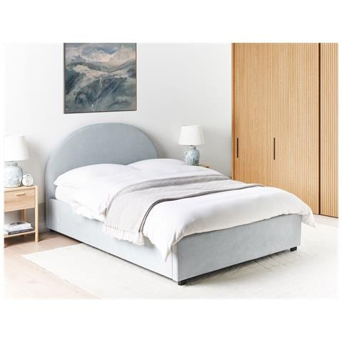 Letto Contenitore Ciniglia Vaucluse 140 X 200 Cm Azzurro - Foto 1