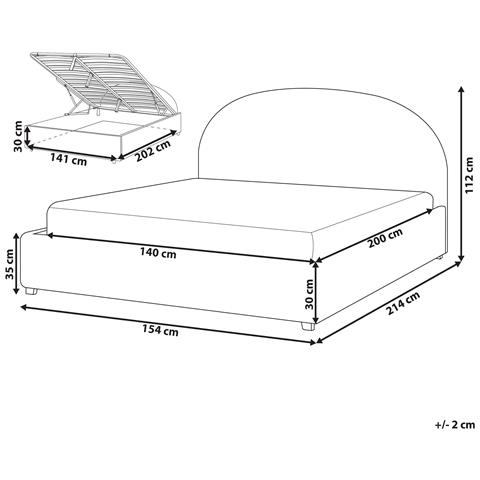 Letto Contenitore Ciniglia Vaucluse 140 X 200 Cm Azzurro - Foto 8