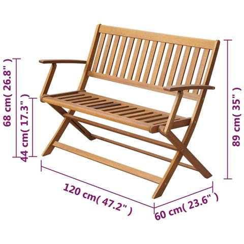 Panchina Da Giardino 120 Cm In Legno Massello Di Acacia - Foto 4