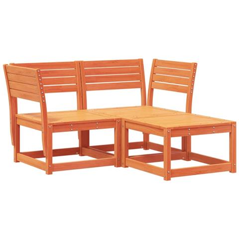 Lusso Casadino -  Set Divani Da Giardino 3 Pz Marrone Cera Legno Massello Pino - Foto 1