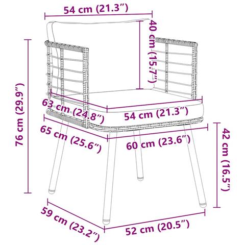 Poltrona da Giardino con Cuscini in Polyrattan Nero - Foto 9