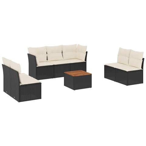 Set Divani da Giardino con Cuscini 8 pz Nero in Polyrattan - Foto 1