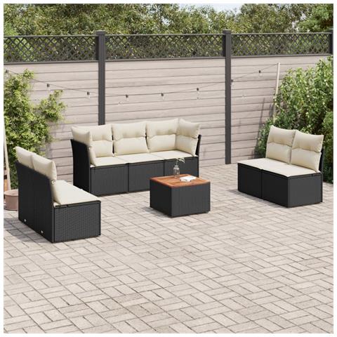 Set Divani da Giardino con Cuscini 8 pz Nero in Polyrattan - Foto 2