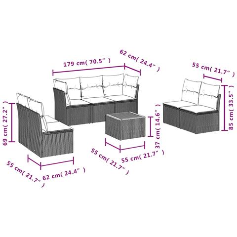 Set Divani da Giardino con Cuscini 8 pz Nero in Polyrattan - Foto 3