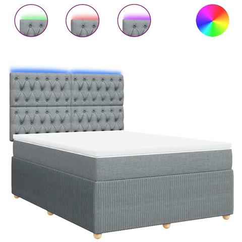 Giroletto a Molle con Materasso Grigio Chiaro 160x200cm Tessuto - Foto 1