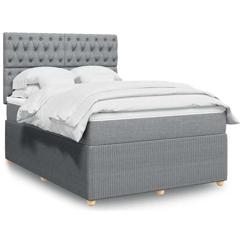 Giroletto a Molle con Materasso Grigio Chiaro 160x200cm Tessuto - Foto 2