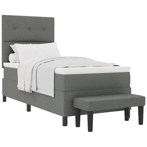 Letto a Molle con Materasso e Panchina Grigio Scuro 80x200 cm in Tessuto - Foto 1