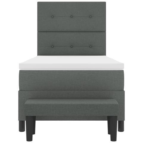 Letto a Molle con Materasso e Panchina Grigio Scuro 80x200 cm in Tessuto - Foto 9