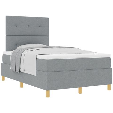 Letto con box spring e materasso grigio chiaro 120x200 cm in tessuto - Foto 1