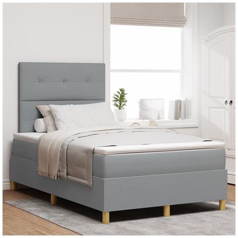 Letto con box spring e materasso grigio chiaro 120x200 cm in tessuto - Foto 2