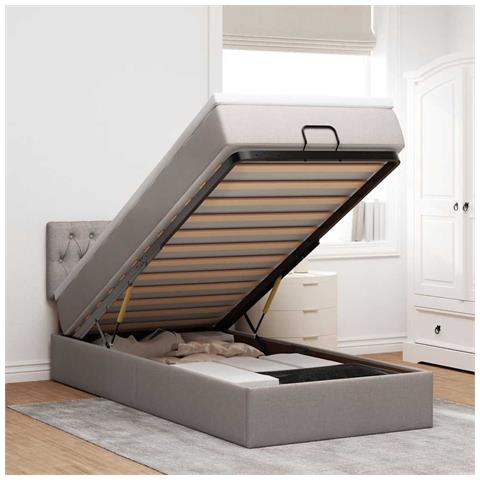 Pouf Letto con Materasso Tortora 100x200 cm in Tessuto - Foto 2