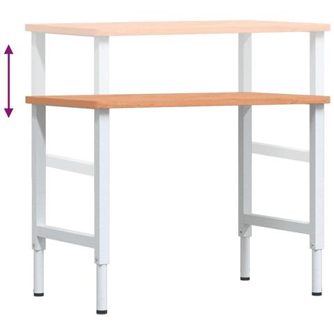 Banco da Lavoro 100x60x(71,5-98) cm Legno Faggio Rettangolare - Foto 9