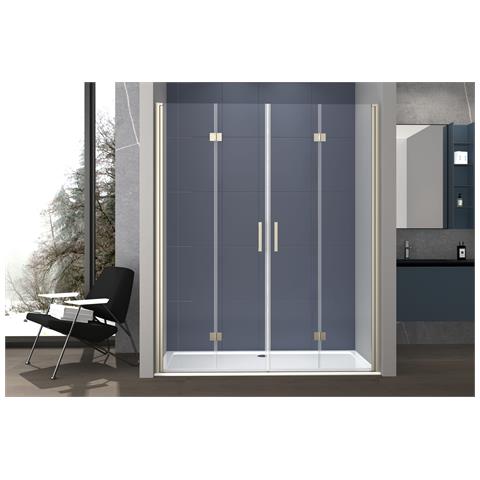 Box Doccia Nicchia 240 Cm Porta Due Battenti Soffietto H200 Cm Cristallo 6mm Profilo Cromato Dino - Foto 1