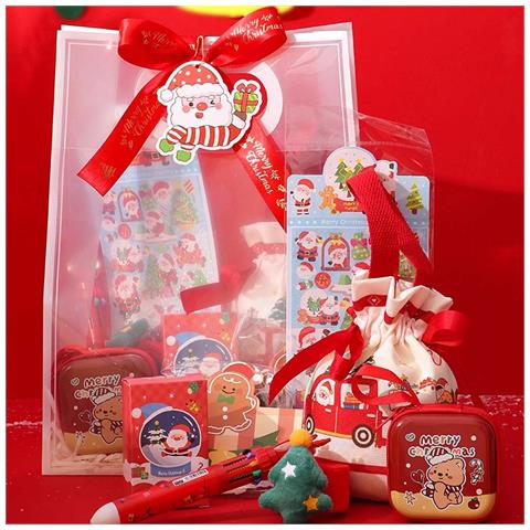 Set Grande Di Sacchetti Regalo Natalizi Rossi - Confezione Regalo Festiva - Foto 1