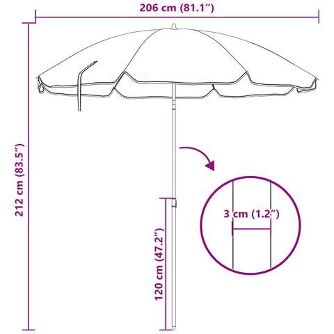 Parasol da Spiaggia  con Palo in Alluminio Blu e Bianco 240 cm - Foto 8