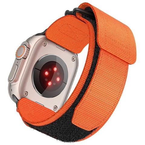 Cinturino Fa12 Nylon Per Apple Watch 2-3-4-5-6-7-8-9-10-11 Se Ultra 2-3 42-44-45-49mm Orange - Foto 1