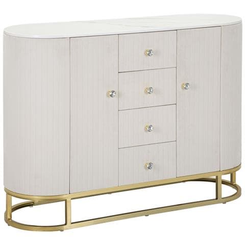 Mobile Montpellier Crema In Velluto Con Cassetti E Gambe Dorate — 120x40x85 Cm - Foto 1