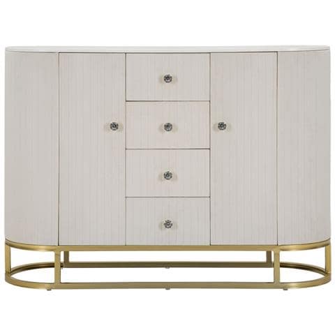 Mobile Montpellier Crema In Velluto Con Cassetti E Gambe Dorate — 120x40x85 Cm - Foto 2
