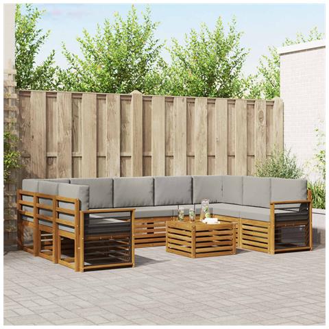 Set divani con cuscino 10 pcs Grigio Naturale e Chiaro - Foto 2