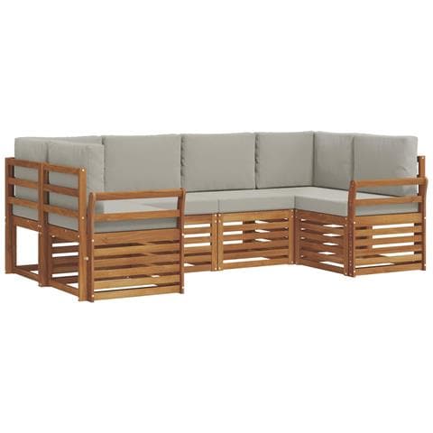 Set divani con cuscino 6 pcs Grigio Naturale e Chiaro - Foto 1
